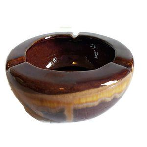 Brown Drip Glaze Ceramic Art Pottery Ashtray Vtg